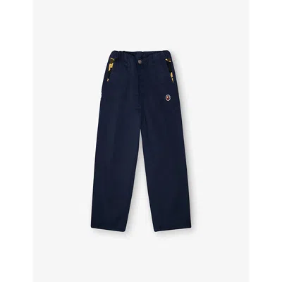 A Bathing Ape Kids' Navy 1st Camo Chino Logo-patch Cotton Trousers 5