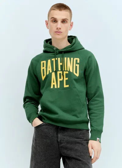 A Bathing Ape Nyc Logo Hooded Sweatshirt In Green