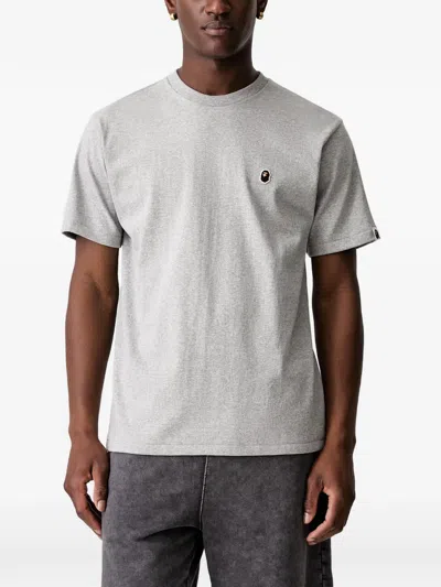 A Bathing Ape One Point Ape Head Patch T-shirt In Gray