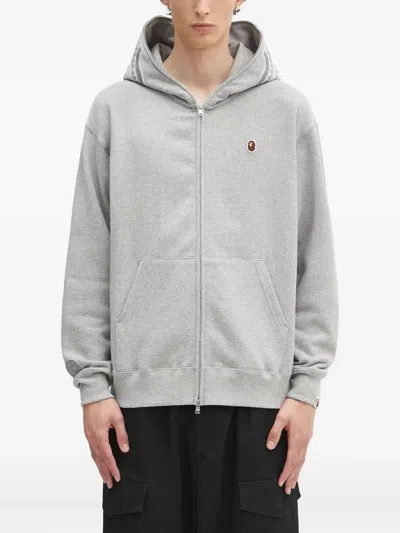A Bathing Ape One Point Ape Head Shark Zip-up Hoodie In Gray