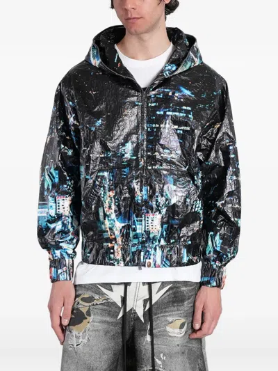 A Bathing Ape Overall-print Zip-up Hooded Jacket In Multi