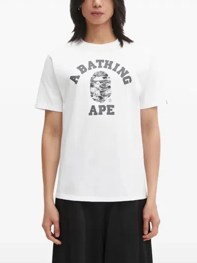 A Bathing Ape Palm Tree Camo College Graphic-print T-shirt In White