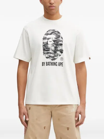A Bathing Ape Palm Tree Camo Logo-print T-shirt In White