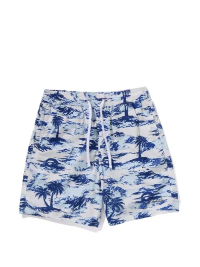 A Bathing Ape Palm Tree Camo-print Shorts In White