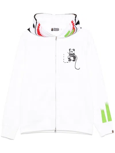 A Bathing Ape Panda Full-zip Hoodie In White