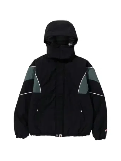 A Bathing Ape Panelled Football Jacket In Black