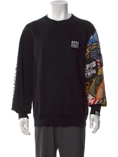 Pre-owned A Bathing Ape Patched Logo Graphic Print Sweatshirt In Black