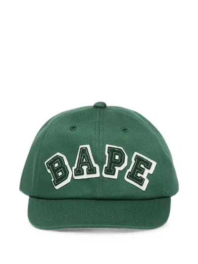 A Bathing Ape Patched-panel Cotton Cap In Green