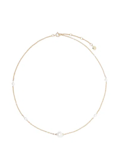 A Bathing Ape Pearl Chain Necklace In Gold