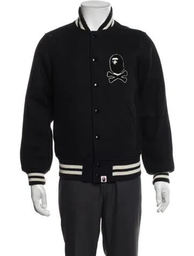 Pre-owned A Bathing Ape Pirate Wool Varsity Jacket In Black