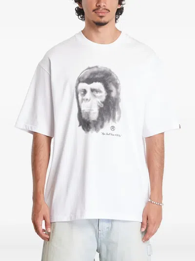 A Bathing Ape Pixel Comic Ape Head T-shirt In White