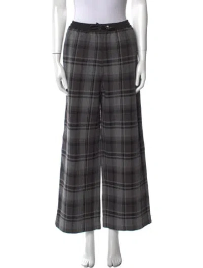 Pre-owned A Bathing Ape Plaid Print Wide Leg Pants In Gray