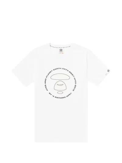 A Bathing Ape Planet Earth Logo T-shirt In White