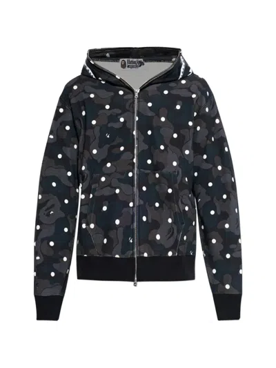 A Bathing Ape Polka-dot Camouflage Zip-up Hoodie In Black