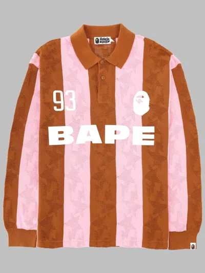 A Bathing Ape Polo In Cotone Jacquard In Orange