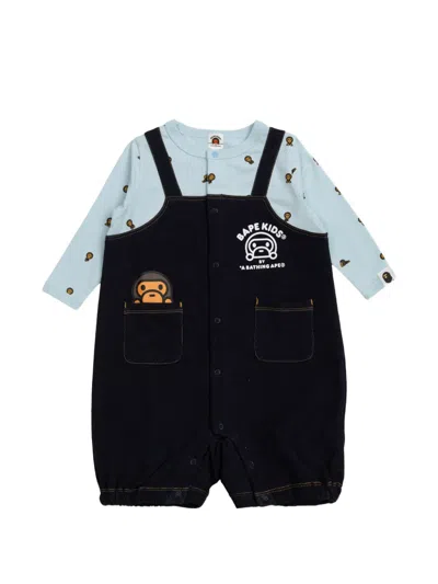 A Bathing Ape Babies' Print Romper In Blue