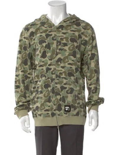 Pre-owned A Bathing Ape Printed Crew Neck Hoodie In Green