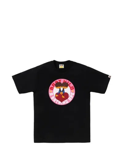 A Bathing Ape Printed Graphic T-shirt In Black