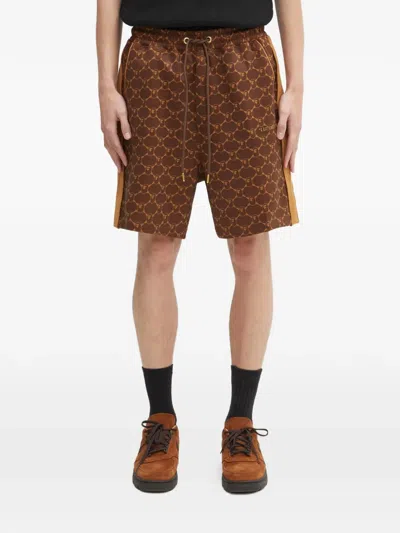 A Bathing Ape Printed Side-stripe Shorts In Brown