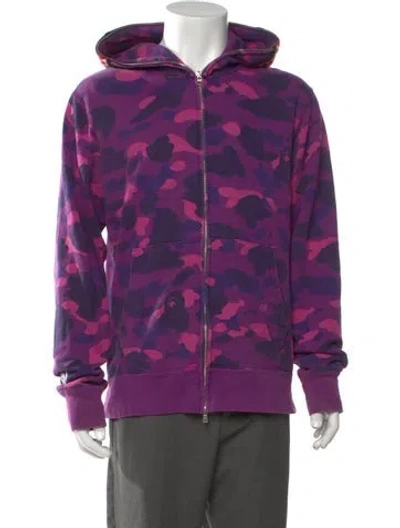 Pre-owned A Bathing Ape Purple Camo Shark Full-zip Printed Hoodie