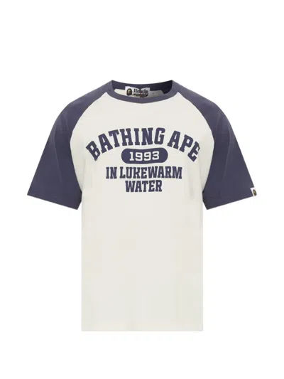 A Bathing Ape Raglan-sleeve Logo-print Cotton T-shirt In White