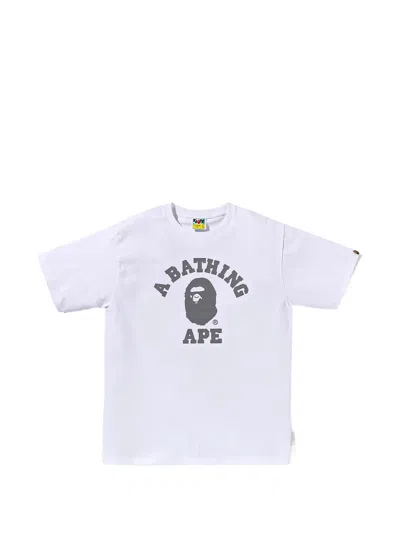 A Bathing Ape Reflective College T-shirt In White