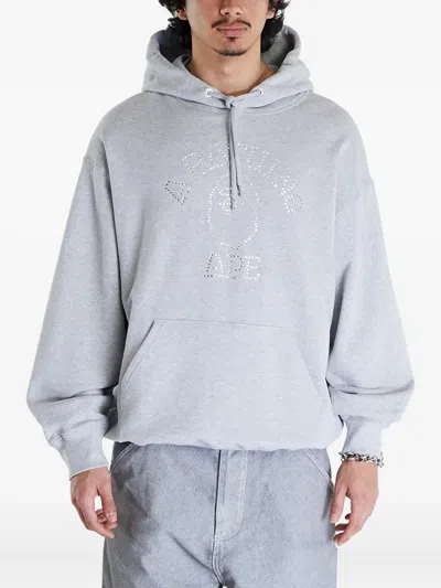 A Bathing Ape Rhinestone College Pullover Hoodie In Gray