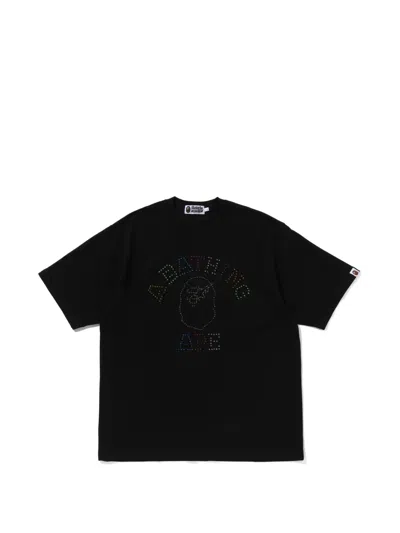 A Bathing Ape Rhinestone-embellished Logo T-shirt In Black
