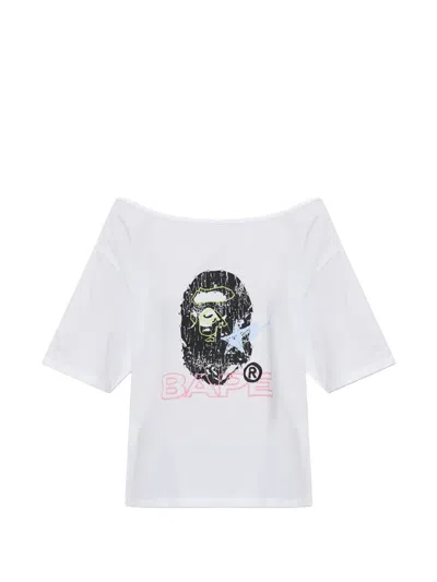A Bathing Ape Rhinestone-embellished Logo-print T-shirt In White