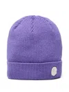 A Bathing Ape Ribbed-knit Logo Beanie In Purple