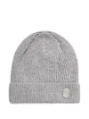 A Bathing Ape Ribbed Logo Beanie In Gray