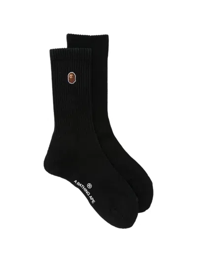 A Bathing Ape Ribbed Socks In Black