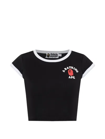 A Bathing Ape Ringer Graphic T-shirt In Black