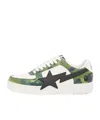 A Bathing Ape Round Toe Sneakers In Green