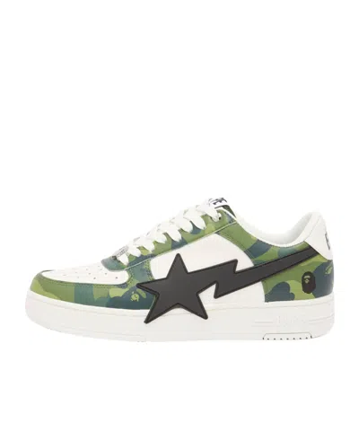 A Bathing Ape Round Toe Sneakers In Green