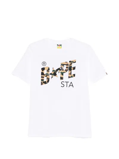 A Bathing Ape Round-neck Logo-print T-shirt In White