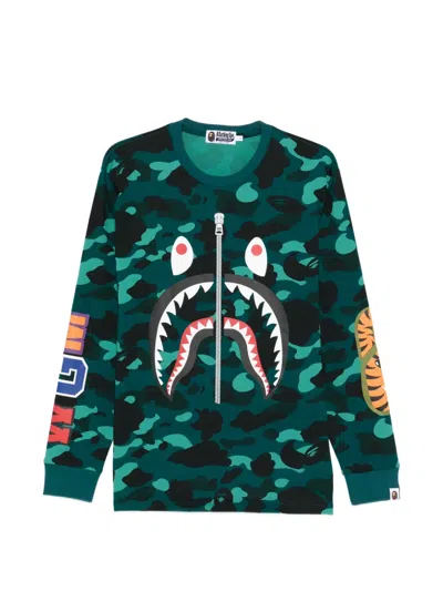 A Bathing Ape Round-neck Pattern Sweatshirt In Green