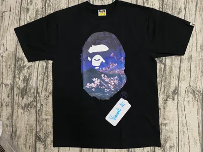 Pre-owned A Bathing Ape Sakura Photo Ape Head Tee Black Xl (made In Japan)