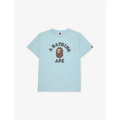 A Bathing Ape Kids' Sax Ape-head Short-sleeves Cotton-jersey T-shirt 2-9 In Blue
