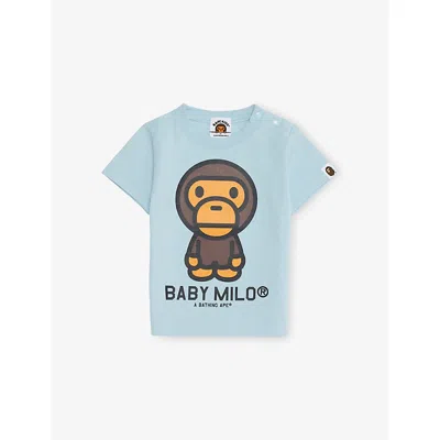 A Bathing Ape Babies' By Milo Graphic-print Cotton-jersey T-shirt 6-9 Months Sax