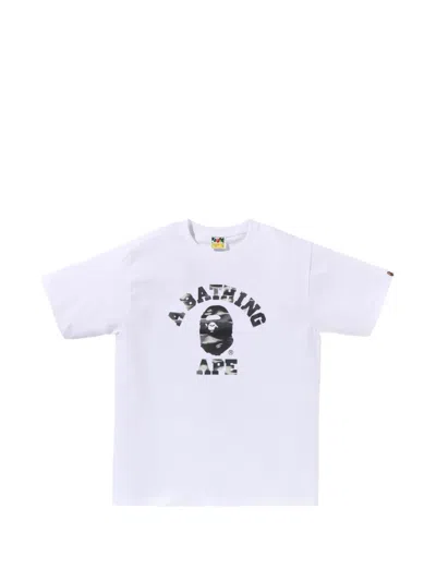 A Bathing Ape Screen Camo College T-shirt In White