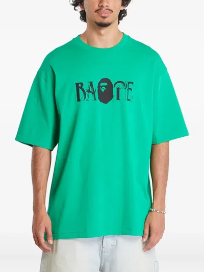 A Bathing Ape Screen-print Logo T-shirt In Green