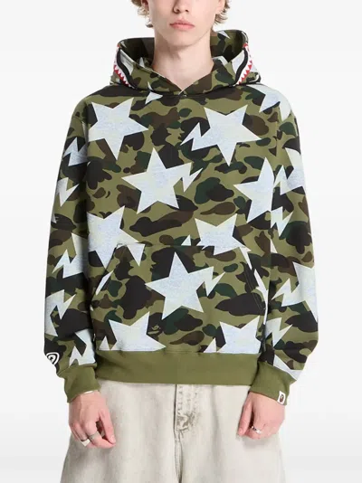 A Bathing Ape Shark 1st Camo Hoodie In Green