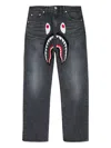 A Bathing Ape Shark-appliqué Jeans In Gray