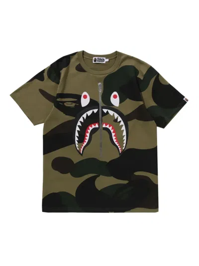 A Bathing Ape Shark Attack Camouflage T-shirt In 绿色