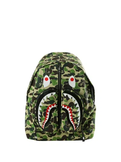 A Bathing Ape Shark Camo Backpack In Green