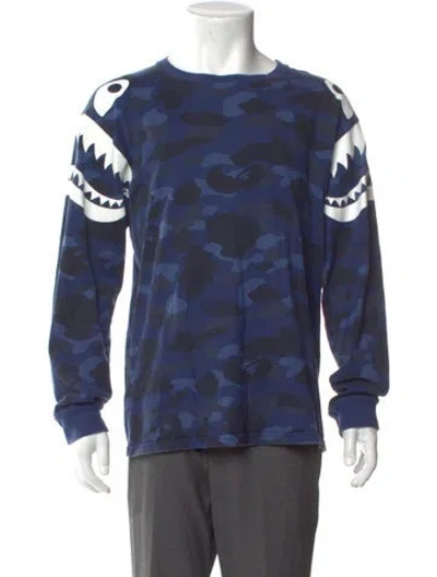 Pre-owned A Bathing Ape Shark Camo Printed T-shirt In Blue