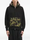 A Bathing Ape Shark-camo Zip-up Hoodie In Black
