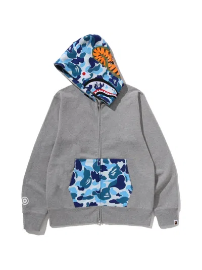 A Bathing Ape Shark Camo-print Hoodie In Gray