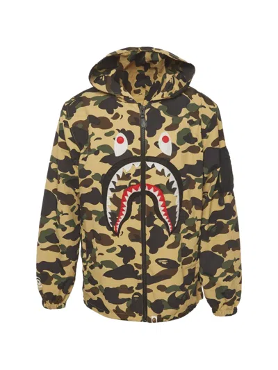 Pre-owned A Bathing Ape Shark Camo-print Zip-up Hoodie In Neutral